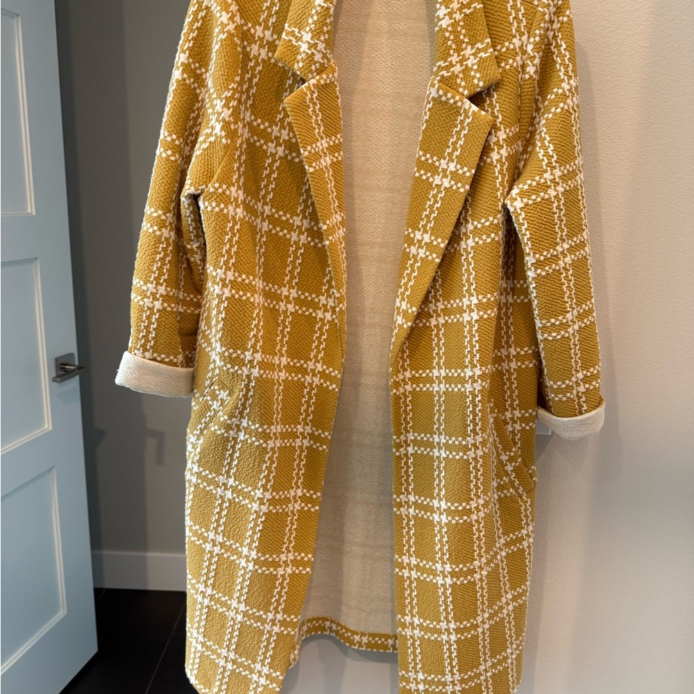 MELLODAY Mustard Plaid Coatigan